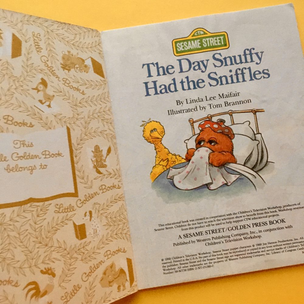 Photo of the Little Golden Book "Sesame Street - The Day Snuffy Had the Sniffles"