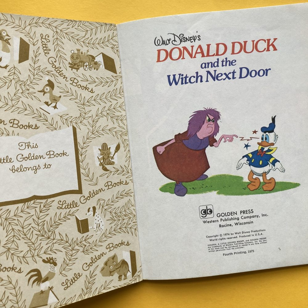 Photo of the vintage Little Golden Book "Walt Disney's Donald Duck and the Witch Next Door"