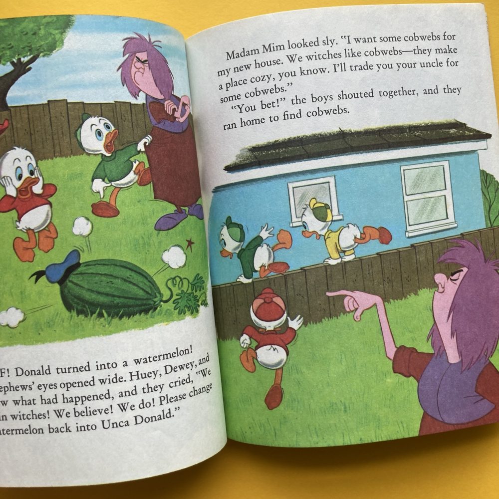 Photo of the vintage Little Golden Book "Walt Disney's Donald Duck and the Witch Next Door"