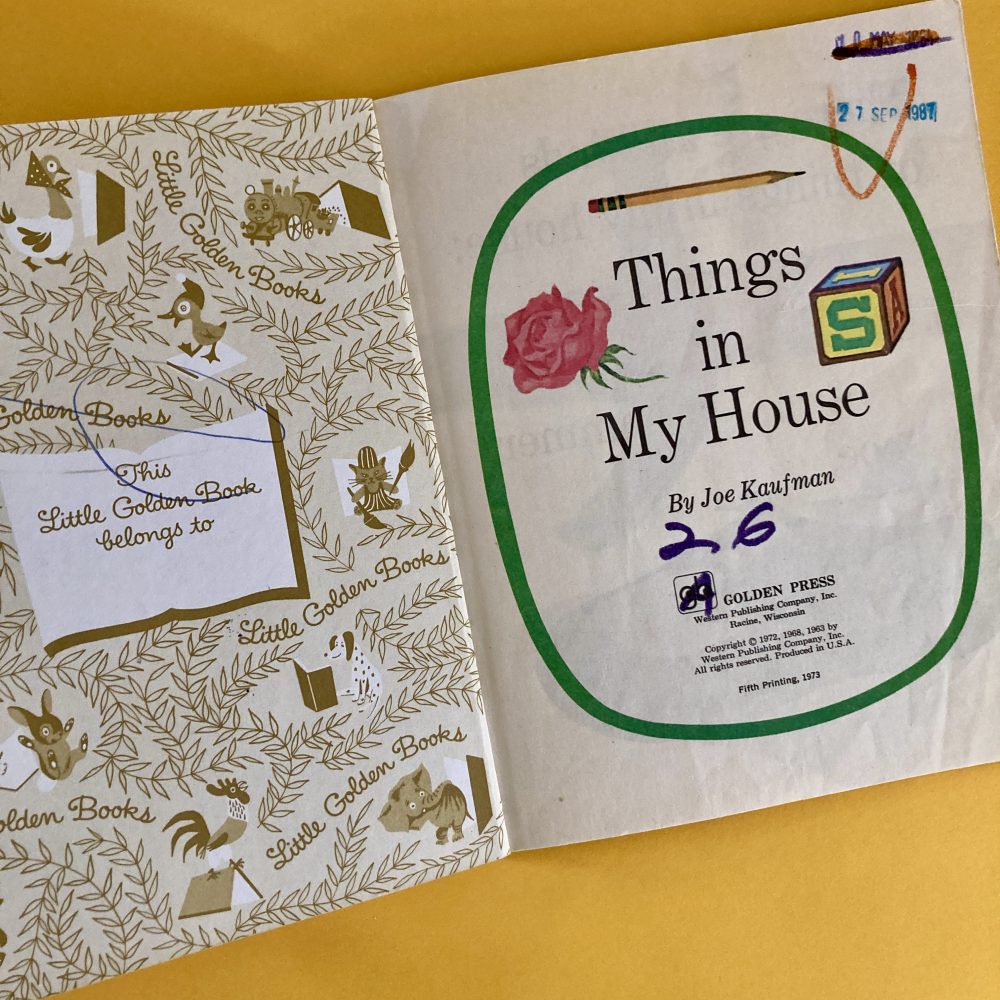 Photo of the vintage Little Golden Book "Things in My House"