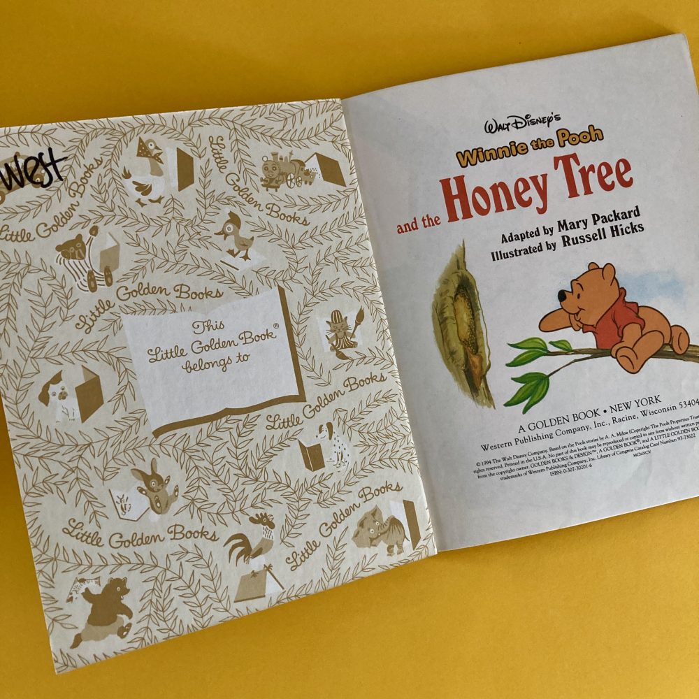 Photo of the vintage Little Golden Book "Walt Disney's Winnie the Pooh and the Honey Tree"